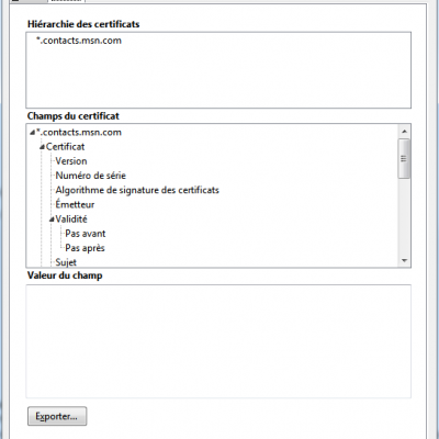 export du certificat